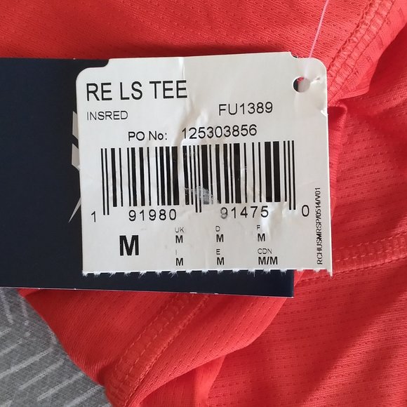 🆕Reebok Men's Running Essentials Long Sleeve Tee, Instinct Red, NWT, Authentic - Picture 4 of 10